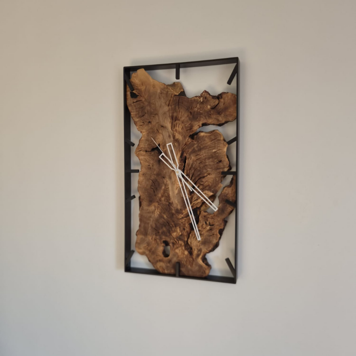 Zegar ścienny loft z drewna oliwnego